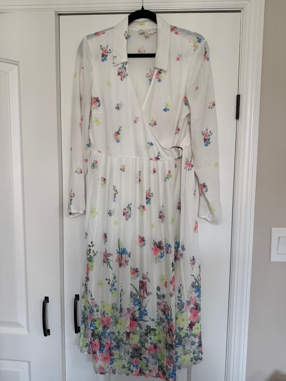 Ted Baker White Floral Wrap Midi Dress